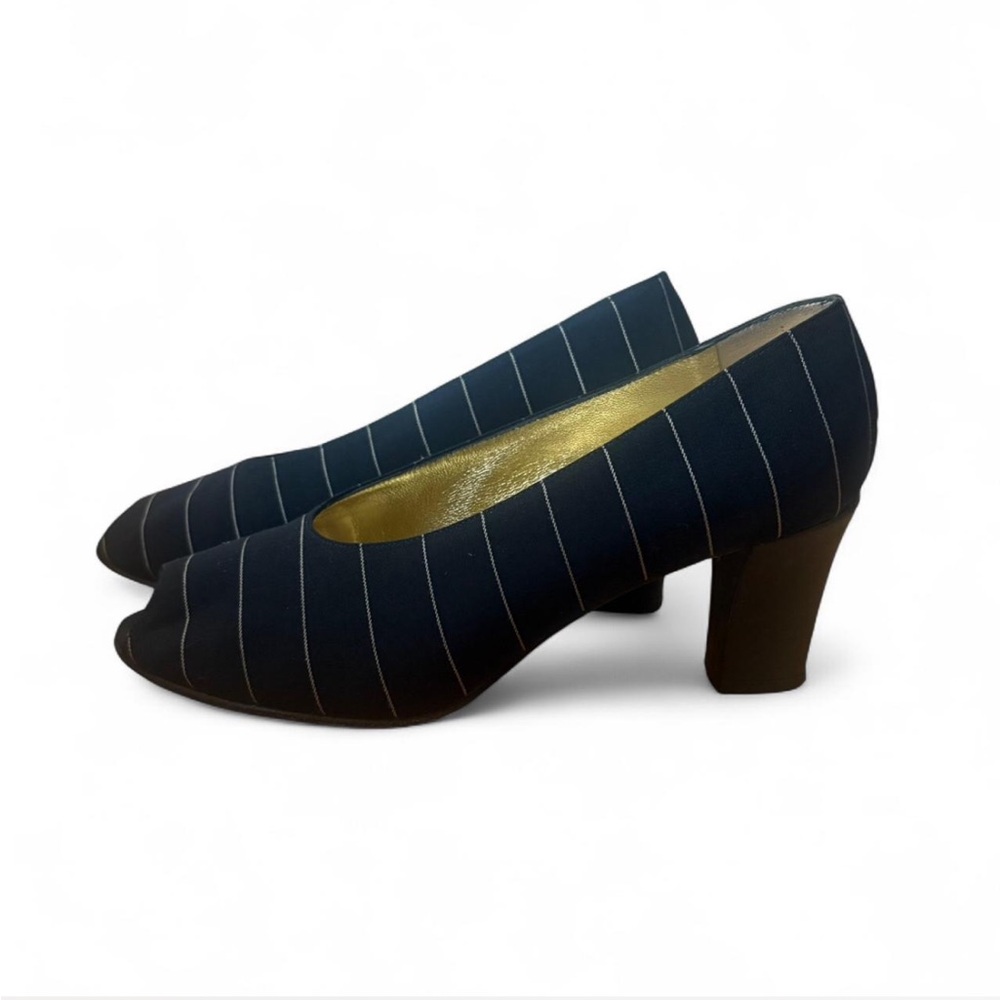 Escada Black Pinstripe Heels